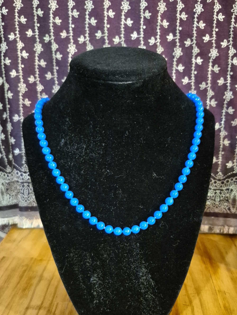 Blue Beaded Necklace - Elegant Women's Jewelry